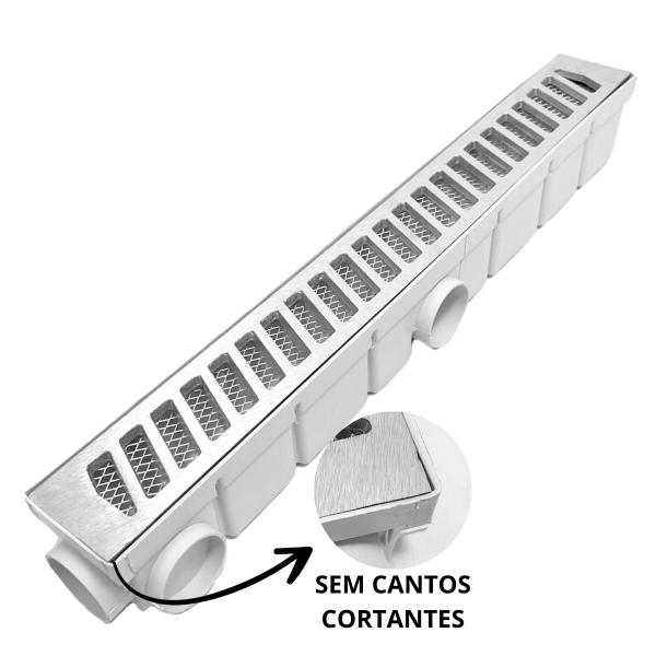 Imagem de Ralo Borda Piscina Aluminio com Tela 6x50 Coletor Branco