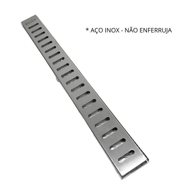 Imagem de Ralo Borda Piscina Estreito 5x50 Inox Reta com Aro e Tela