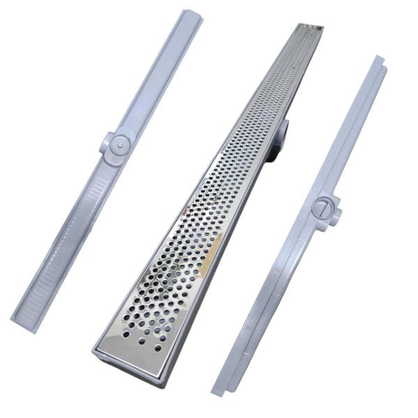 Ralo Box de Banheiro 70cm Inox Perfurado Espelhado Col Cinza - Ficone & Reis Imagem de Ralo Box de Banheiro 70cm Inox Perfurado Espelhado Col Cinza