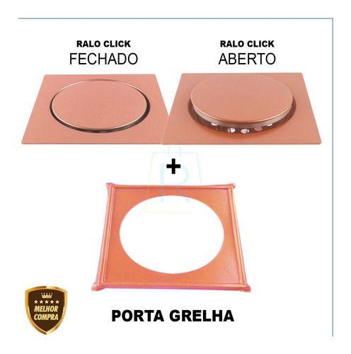 Imagem de Ralo Click 10x10 Cm Inteligente Cores Inox + Porta Grelha