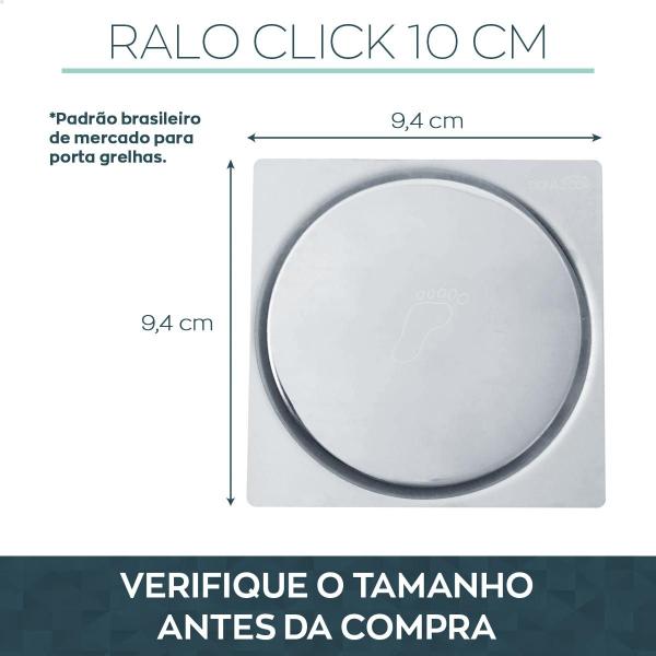 Imagem de Ralo Click 10x10 Inox E Valvula Ralo De Pia 7/8 Kit Banheiro Brilhoso Tampa Ralo Quadrado 10cm E Valvula Click Escoamento Pia 30mm Lavatorio Lavabo