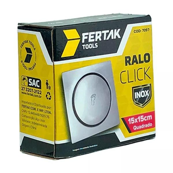 Imagem de Ralo Click Inox 10x10cm ou 15x15cm Quadrado Inteligente Fertak