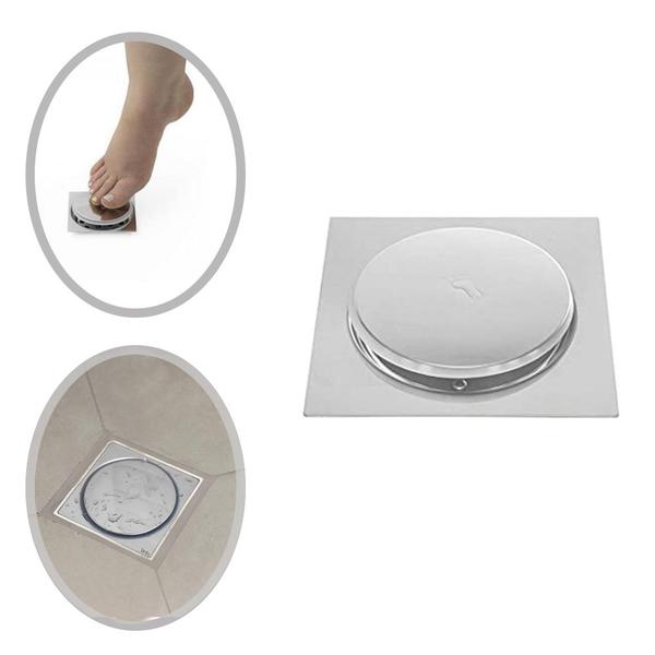 Ralo Click Inteligente Aço Inox Quadrado 9,4cm Bestfer Imagem de Ralo Click Inteligente Aço Inox Quadrado 9,4cm Bestfer