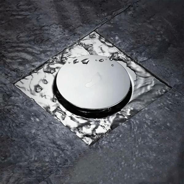 Ralo Click Inteligente Inox Fertak Quadrado Embutir 10x10cm Imagem de Ralo Click Inteligente Inox Fertak Quadrado Embutir 10x10cm