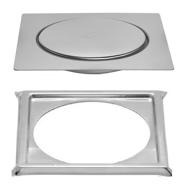Ralo Click Inteligente P/ Piso + Porta Grelha Cromado 10x10 - MONTELAR Imagem de Ralo Click Inteligente P/ Piso + Porta Grelha Cromado 10x10