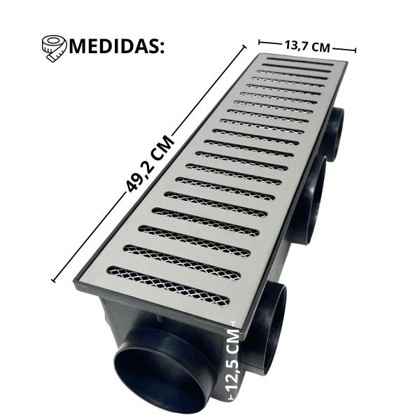 Imagem de Ralo Completo Externo 15x50 Inox 304 com Tela e 11 Saídas