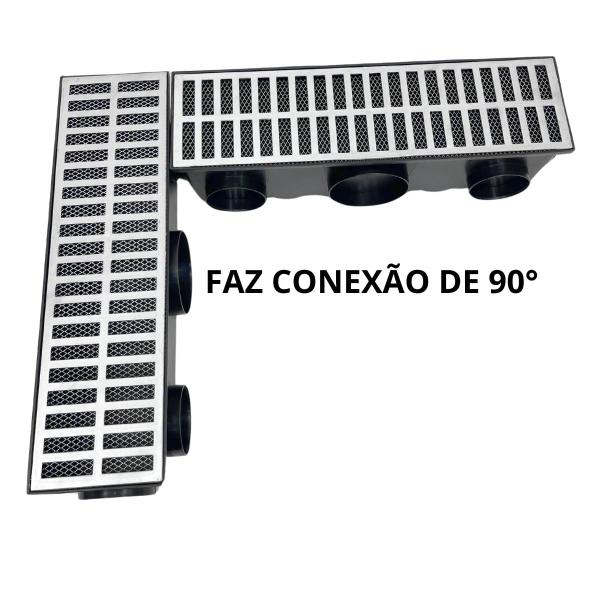 Ralo Completo Externo Aluminio 15x50 com Tela e 11 Saídas - Ficone & Reis Imagem de Ralo Completo Externo Aluminio 15x50 com Tela e 11 Saídas