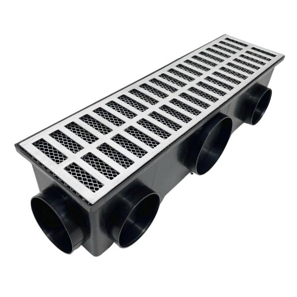 Ralo Completo Externo Aluminio 15x50 com Tela e 11 Saídas - Ficone & Reis Imagem de Ralo Completo Externo Aluminio 15x50 com Tela e 11 Saídas