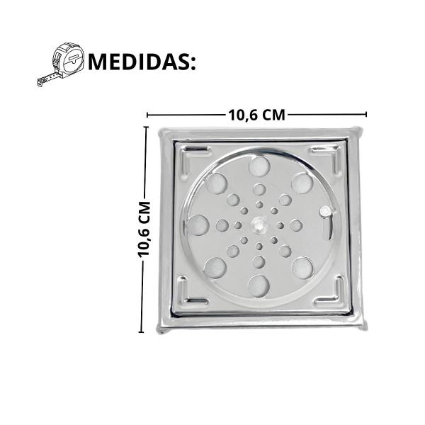 Imagem de Ralo de Banheiro Abre Fecha 10cm Quadrado com Suporte