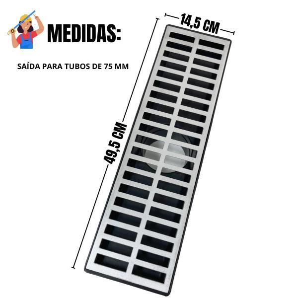 Ralo de Escoamento de Chuva Alumínio 15x50 Saída 75mm - Ficone & Reis Imagem de Ralo de Escoamento de Chuva Alumínio 15x50 Saída 75mm