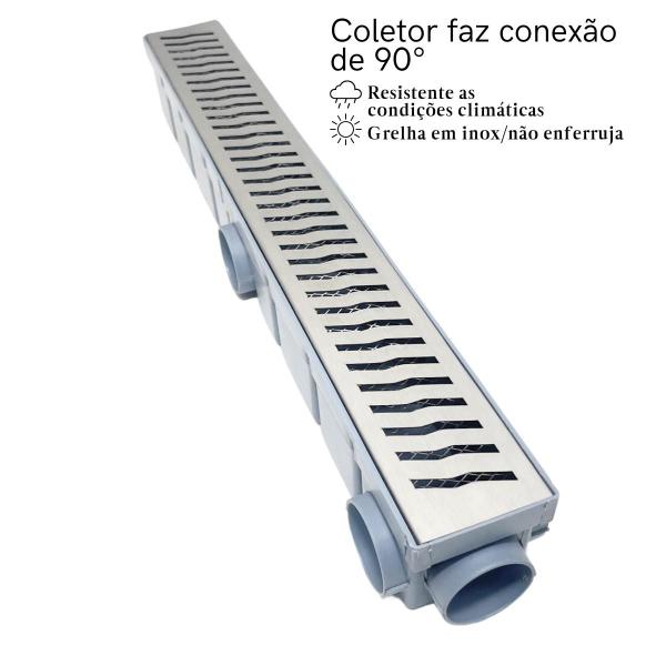 Imagem de Ralo de Quintal 6x50 Inox Raio Tela e Coletor Cinza Saídas 40