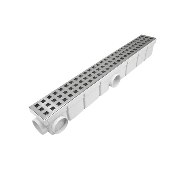 Imagem de Ralo Estreito Inox Quadros 6x50 Cocho De Escoamento Branco