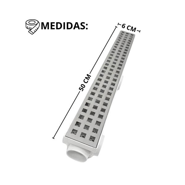 Ralo Externo Quintal 6x50 Inox 304 Quadrangular Cocho Branco - Ficone & Reis Imagem de Ralo Externo Quintal 6x50 Inox 304 Quadrangular Cocho Branco