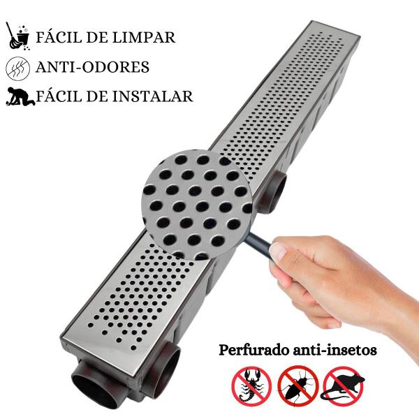 Imagem de Ralo Faz Ângulo 90 Graus Inox Polido Perfurado 6x50 MR