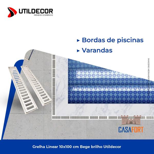 Ralo Grelha 10x100cm Em Ferro Fundido Com Caixilho - Utildecor Imagem de Ralo Grelha 10x100cm Em Ferro Fundido Com Caixilho