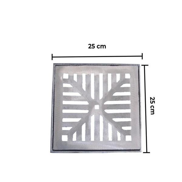 Imagem de Ralo Grelha Alumínio Pluvial Quadrado Concava 25X25Cm