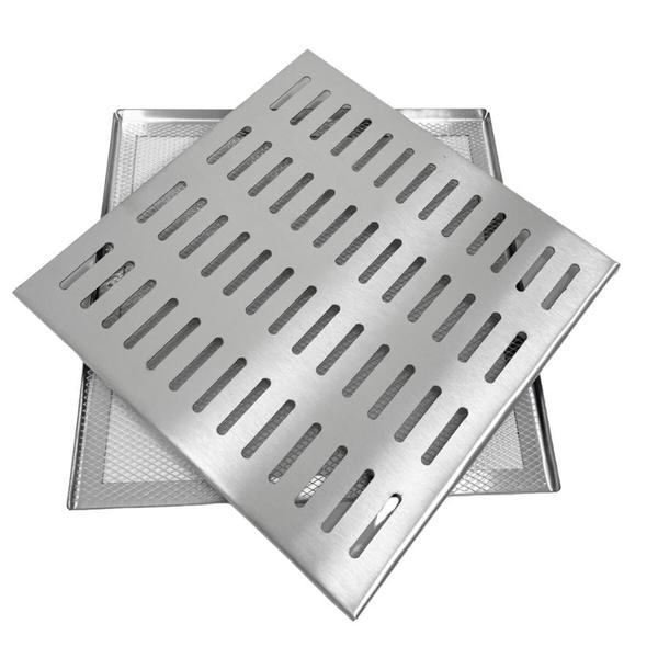 Ralo Grelha Área Externa 40cm x 40cm Inox 304 com Aro e Tela - Ficone & Reis Imagem de Ralo Grelha Área Externa 40cm x 40cm Inox 304 com Aro e Tela