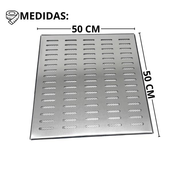 Imagem de Ralo Grelha Área Externa 50cm x 50cm Inox 304 com Aro e Tela