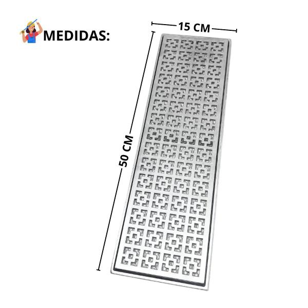 Imagem de Ralo Grelha Borda Piscina 15x50 Alumínio Dubai com Tela Anti Escorpião