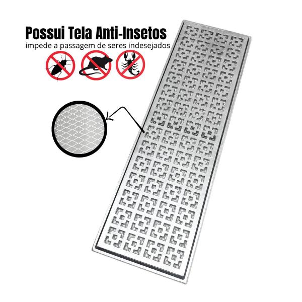 Ralo Grelha Borda Piscina 15x50 Alumínio Dubai com Tela Anti Escorpião - Ficone Reis Imagem de Ralo Grelha Borda Piscina 15x50 Alumínio Dubai com Tela Anti Escorpião