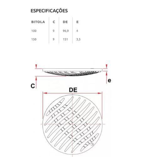 Imagem de Ralo Grelha Ecológica Redonda Pvc branca Tigre 100mm 10cm diâmetro