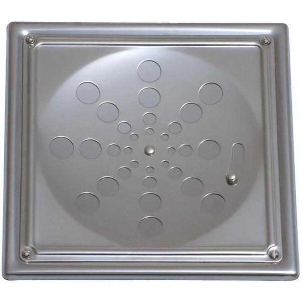 Imagem de Ralo Grelha Inox Quadrada 15cm Polida Com Caixilho Com Fecho - ESTILMAX