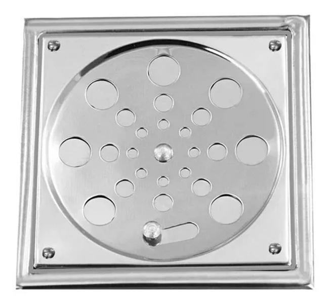 RALO GRELHA INOX QUADRADA OVERTIME 10cm COM FECHO + CAIXILHO Imagem de RALO GRELHA INOX QUADRADA OVERTIME 10cm COM FECHO + CAIXILHO