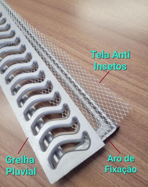 Imagem de Ralo Grelha Linear 10x100cm Elite Anti Insetos Em Alumínio Com Aro De Fixação (kit De 2 Peças De 10x50cm)