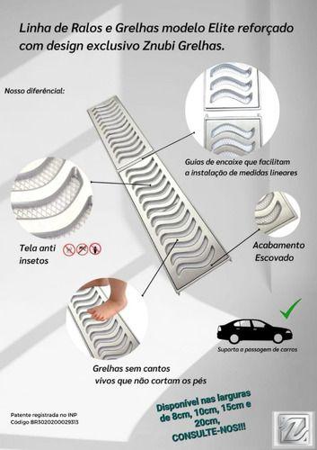 Imagem de Ralo Grelha Linear 10x200cm Reforçada Anti Insetos Em Alumínio e Aro De Fixação(4 peças de 10x50cm)