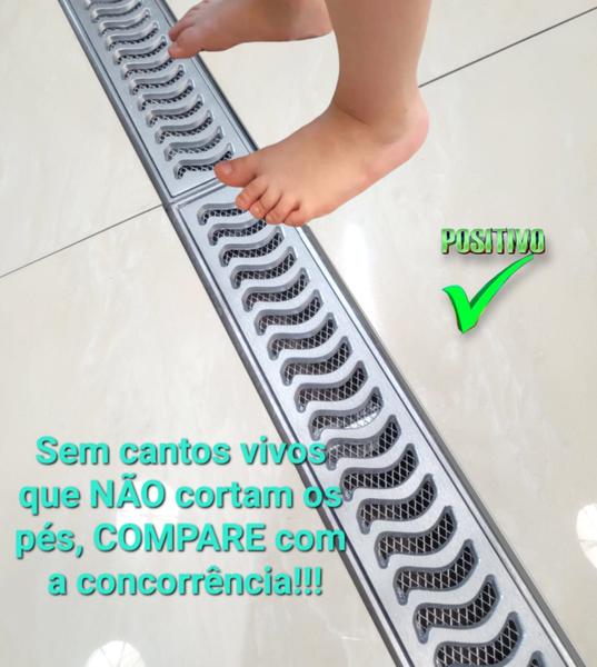 Ralo Grelha Linear 10x50cm Elite Anti Insetos Em Alumínio Com Aro De Fixação - Znubi Grelhas & Cia Imagem de Ralo Grelha Linear 10x50cm Elite Anti Insetos Em Alumínio Com Aro De Fixação