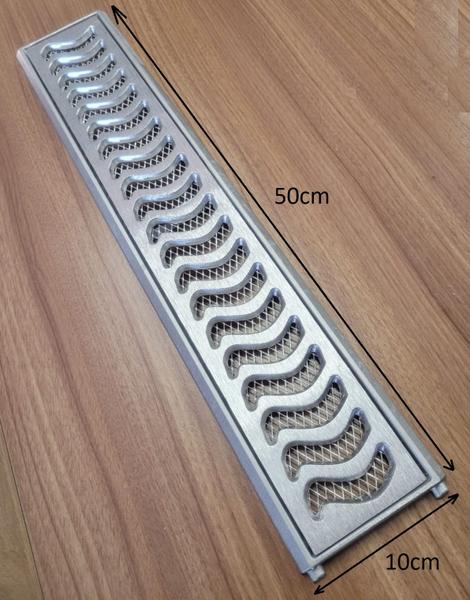 Ralo Grelha Linear 10x50cm Elite Anti Insetos Em Alumínio Com Aro De Fixação - Znubi Grelhas & Cia Imagem de Ralo Grelha Linear 10x50cm Elite Anti Insetos Em Alumínio Com Aro De Fixação