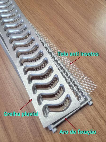 Ralo Grelha Linear 10x50cm Elite Anti Insetos Em Alumínio Com Aro De Fixação - Znubi Grelhas & Cia Imagem de Ralo Grelha Linear 10x50cm Elite Anti Insetos Em Alumínio Com Aro De Fixação