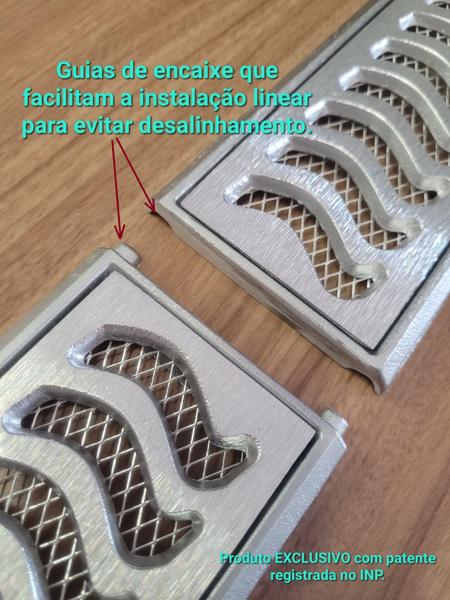 Ralo Grelha Linear 10x50cm Elite Anti Insetos Em Alumínio Com Aro De Fixação - Znubi Grelhas & Cia Imagem de Ralo Grelha Linear 10x50cm Elite Anti Insetos Em Alumínio Com Aro De Fixação