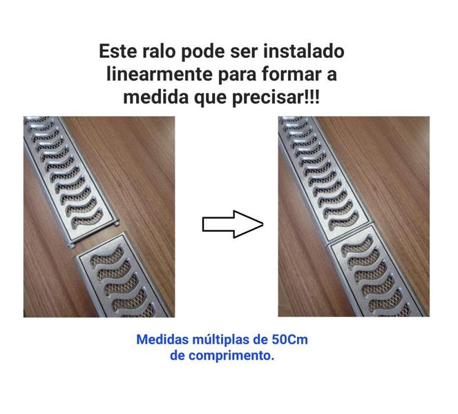Ralo Grelha Linear 10x50cm Elite Anti Insetos Em Alumínio Com Aro De Fixação - Znubi Grelhas & Cia Imagem de Ralo Grelha Linear 10x50cm Elite Anti Insetos Em Alumínio Com Aro De Fixação