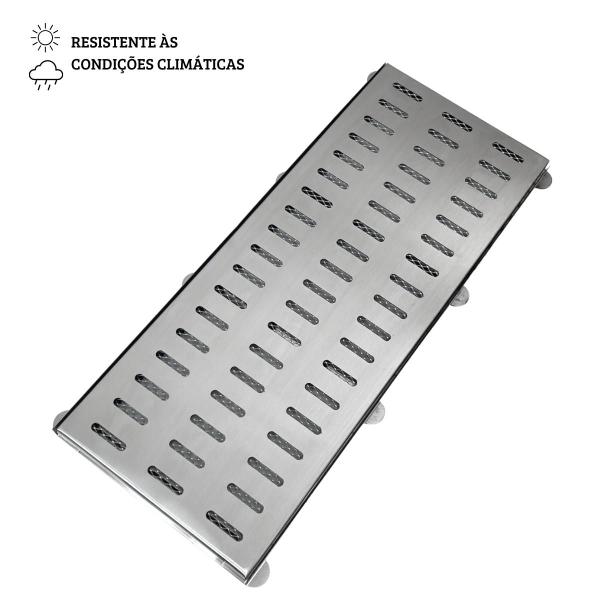 Ralo Grelha Linear 20x50 Inox Quintal com Tela Anti Insetos - Ficone & Reis Imagem de Ralo Grelha Linear 20x50 Inox Quintal com Tela Anti Insetos