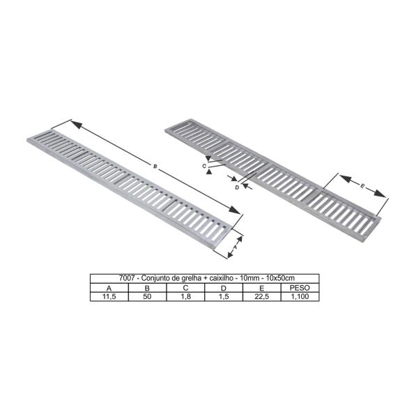 Imagem de Ralo Grelha Linear com Caixilho em Alumínio Bege 10x50cm