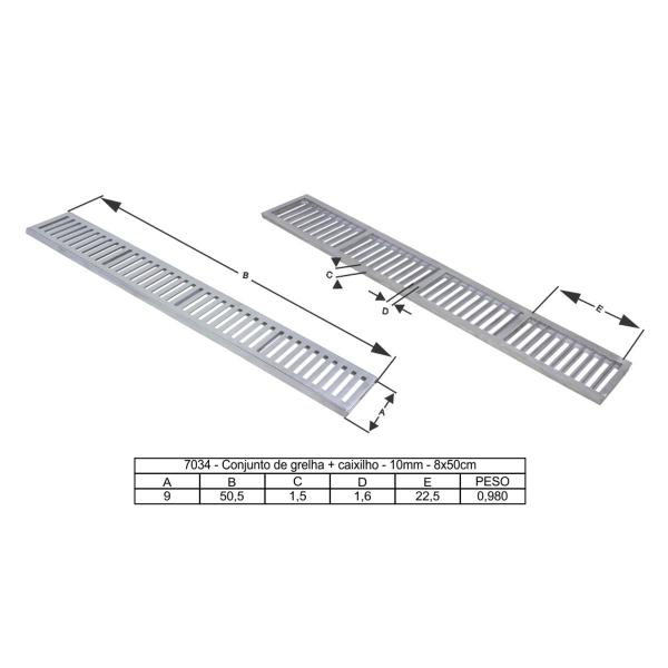 Imagem de Ralo Grelha Linear com Caixilho em Alumínio Bege 8x50cm