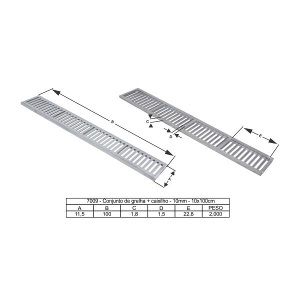 Imagem de Ralo Grelha Linear com Caixilho em Alumínio Polido 10x100cm