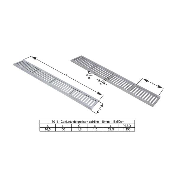 Ralo Grelha Linear com Caixilho em Alumínio Polido 15x50cm - G.D.A. INDUSTRIA E DISTRIBUIDORA DE FUNDIDOS Imagem de Ralo Grelha Linear com Caixilho em Alumínio Polido 15x50cm