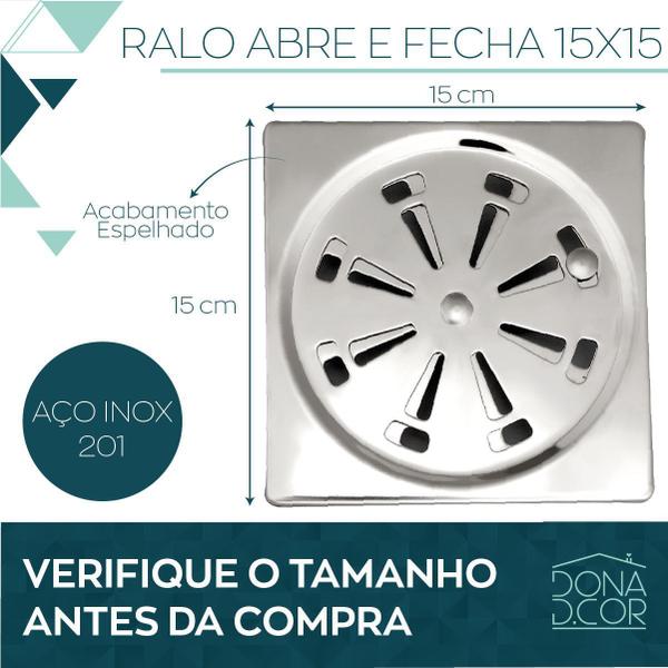 Imagem de Ralo Grelha Para Banheiro 15x15 Inox Alto Padrão Abre Fecha