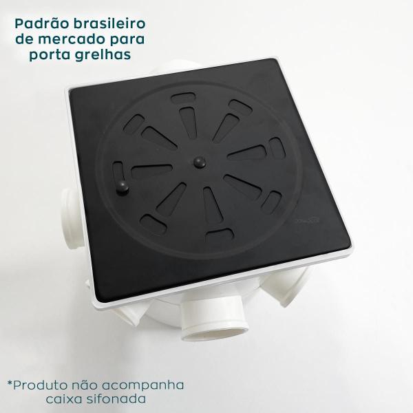 Imagem de Ralo Grelha Preto Fosco 15x15 Quadrado Tampa Abre e Fecha Rotativo Com Fecho Aço Inox 201 Ralo Para Banheiro Veda Cheiro