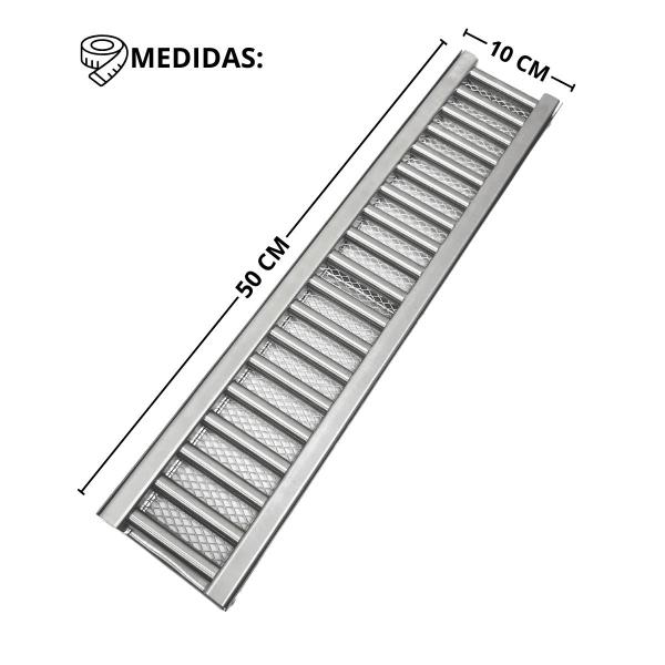 Imagem de Ralo Grelha Reforçada Aro Inox 304 10cm x 50cm Tub com Tela