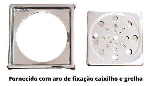 Imagem de Ralo Grelha Tampa Inox Polido Quadrado 15x15 Com Caixilho