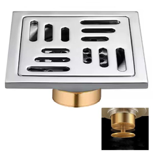 Imagem de Ralo Inox 10x10 Anti Odor Anti Inseto Banheiro Lavabo Casa Cozinha Quintal Lavanderia Higienico Resistente Rapido Escoamento