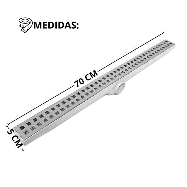 Imagem de Ralo Inox 5cm Estreito Qdr Banheiro Coletor Branco e Tela