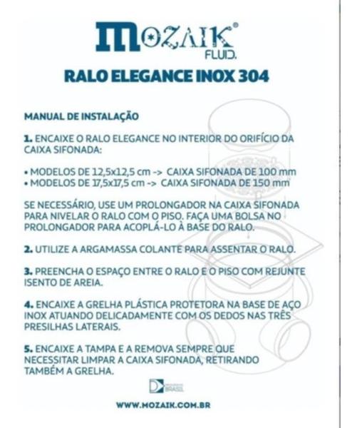 Imagem de Ralo Inox Elegance Escovado 17,5cm x 17,5cm p/ Cx De 150mm