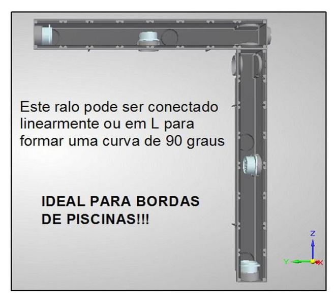 Imagem de Ralo Inox Linear  Oculto  6X50 C/ Caixa Coletora Preta Saída Linear -  ZNubi Grelhas & Cia