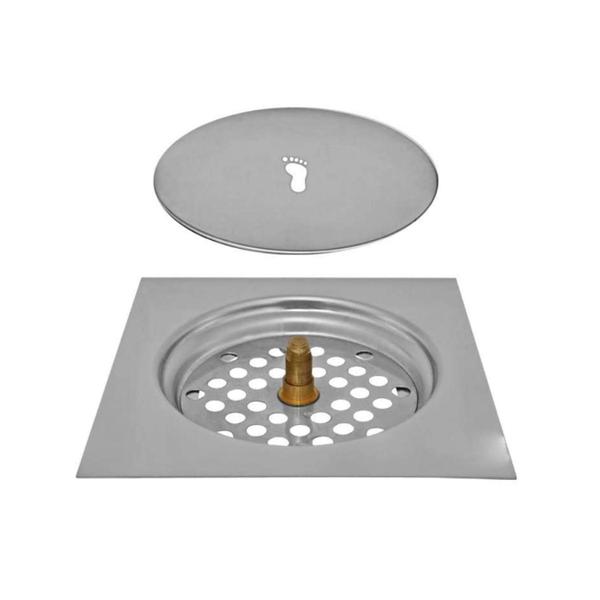 Imagem de Ralo Inteligente Banheiro Click Inox Quadrado Lavabo 10X10Cm