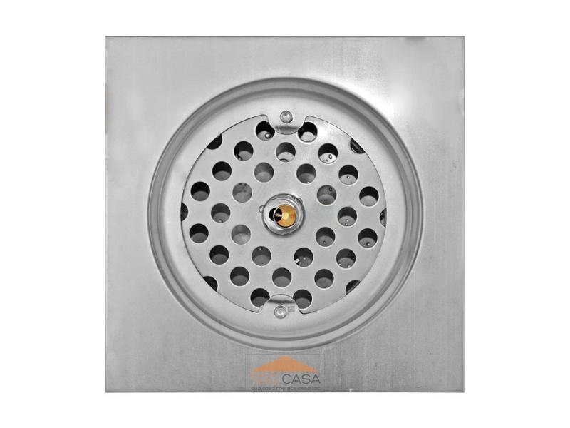 Imagem de Ralo Inteligente Click Inox 10x10 Cm Quadrado Banheiro Cromado Lavabo Veda Cheiro 