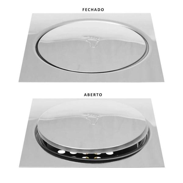 Ralo Inteligente Inox Quadrado Banheiro 15cm Veda Cheiro - BESTFER Imagem de Ralo Inteligente Inox Quadrado Banheiro 15cm Veda Cheiro - BESTFER